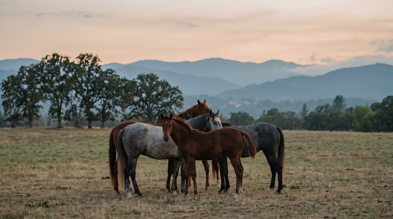 Chevaux en liberté, Le P'Ti Ranch, Loire
